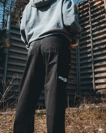 BLACK DOUBLE KNEE CARPENTER PANTS
