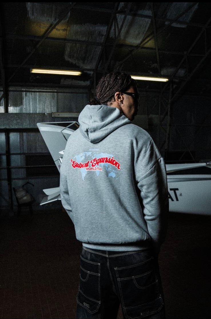 HOODIE ZIP GLOBAL GREY