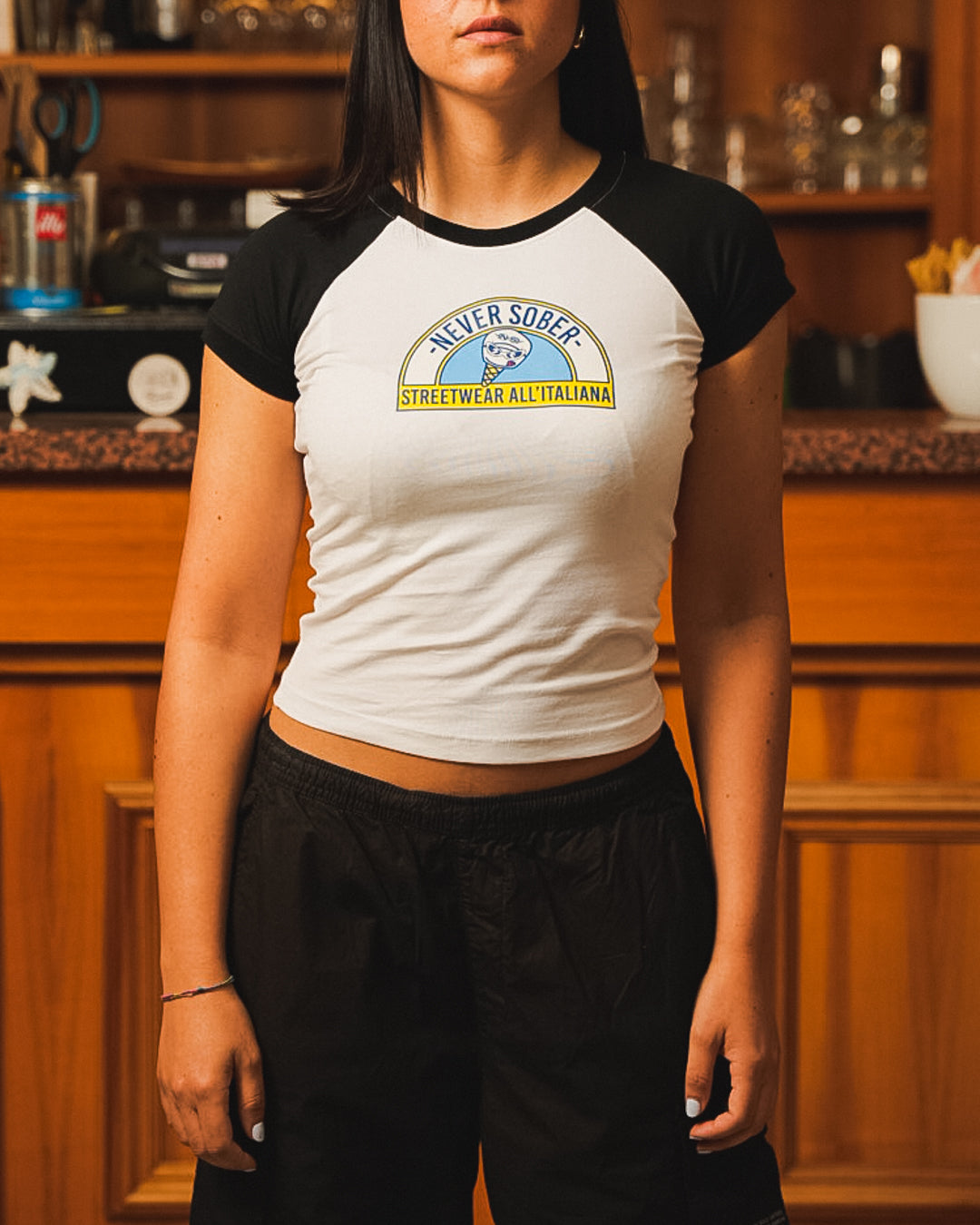 BLACK CROP TOP ALL'ITALIANA