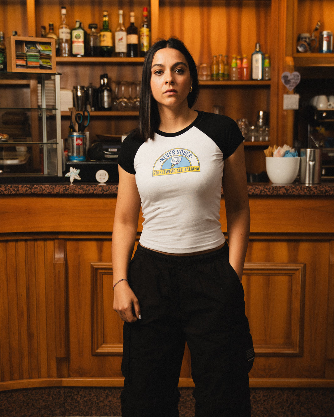 BLACK CROP TOP ALL'ITALIANA