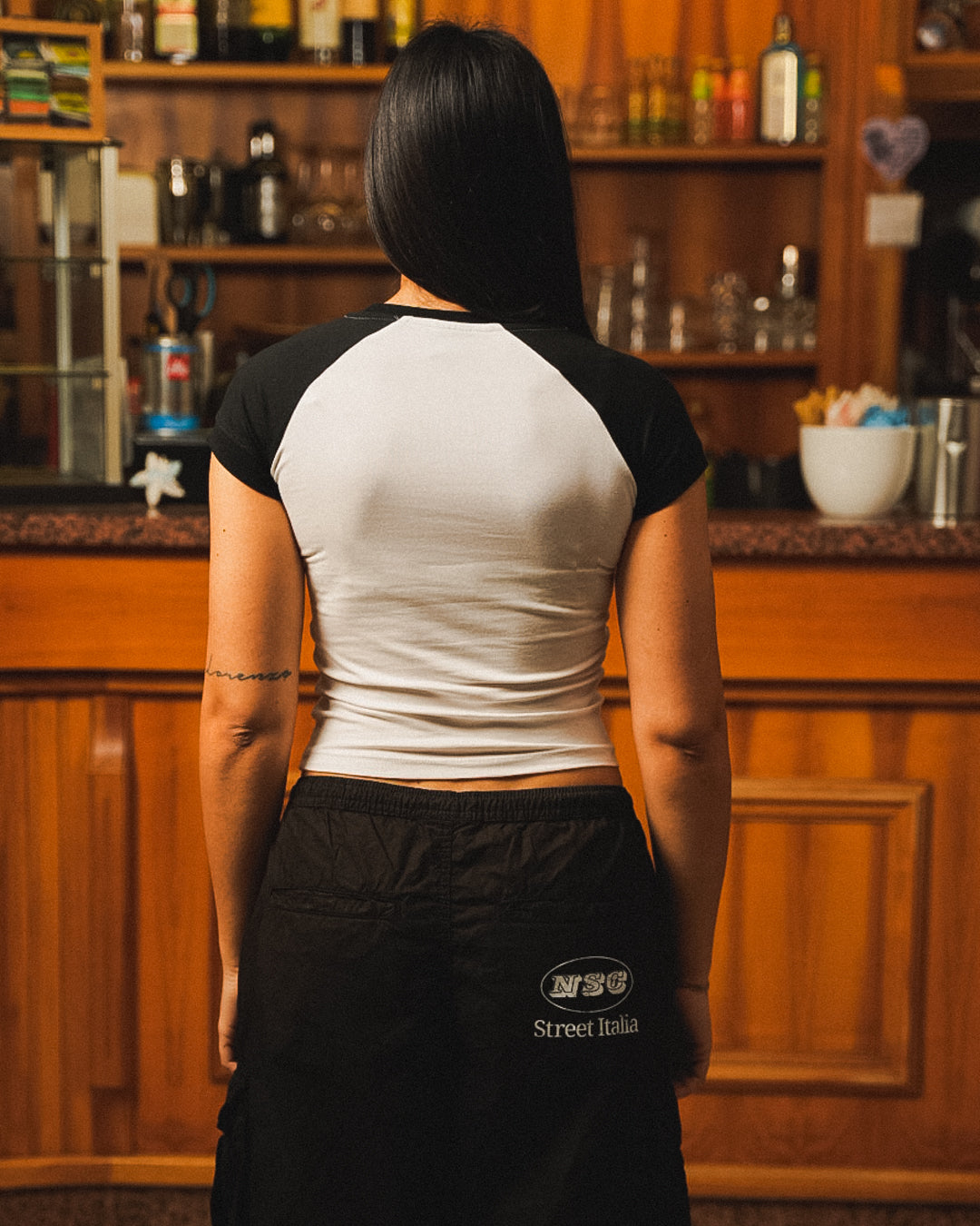 BLACK CROP TOP ALL'ITALIANA
