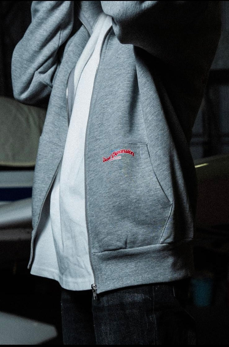 HOODIE ZIP GLOBAL GREY