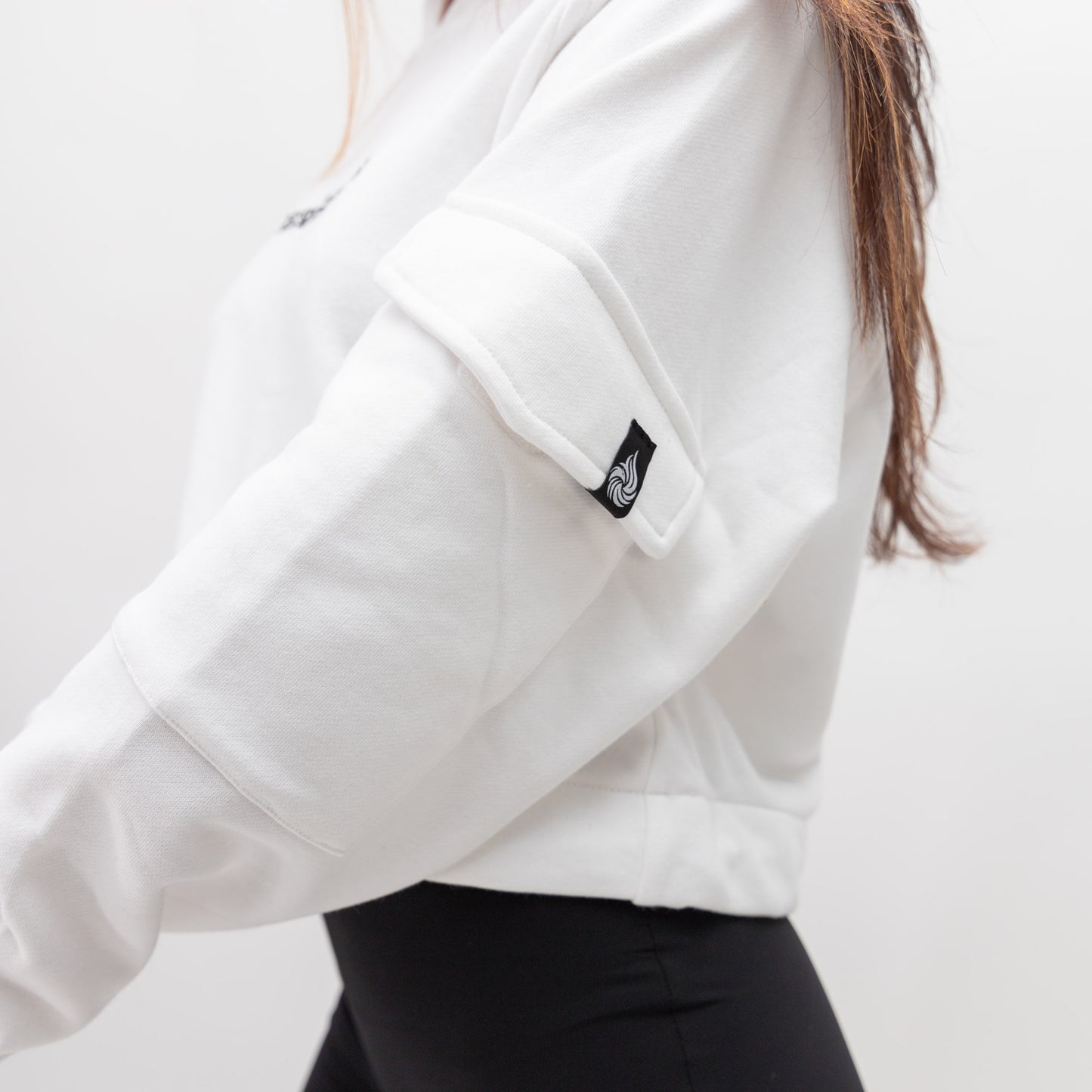 WHITE CROPPED HOODIE